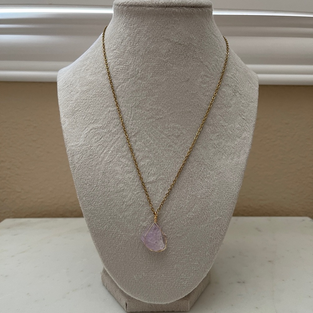 Gold Wire-Wrapped Amethyst Necklace